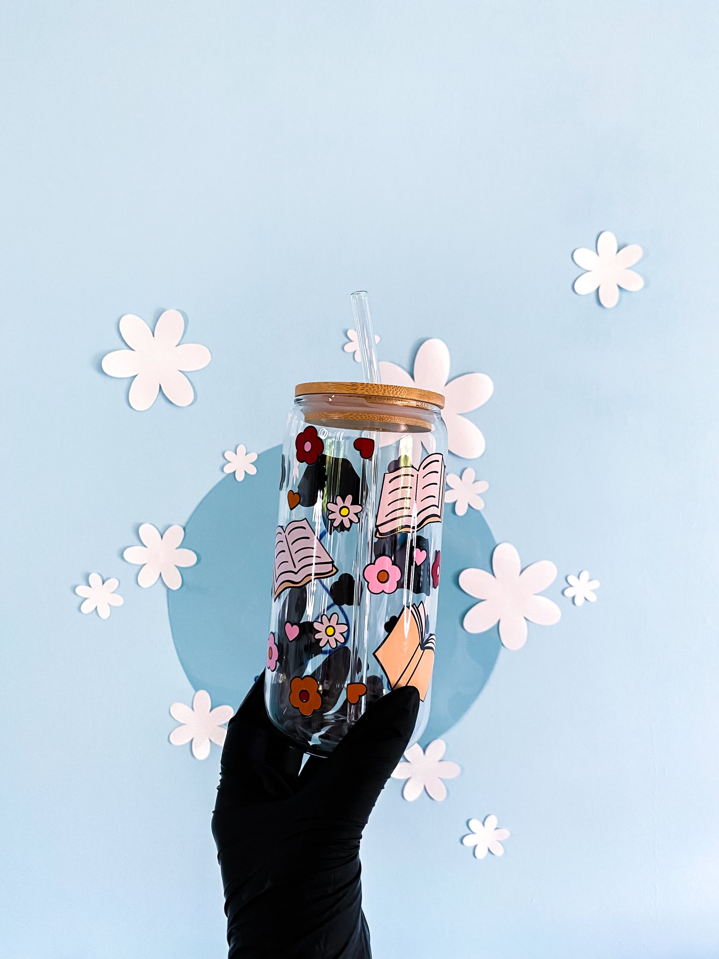 Bücher & Blumen Trinkglas