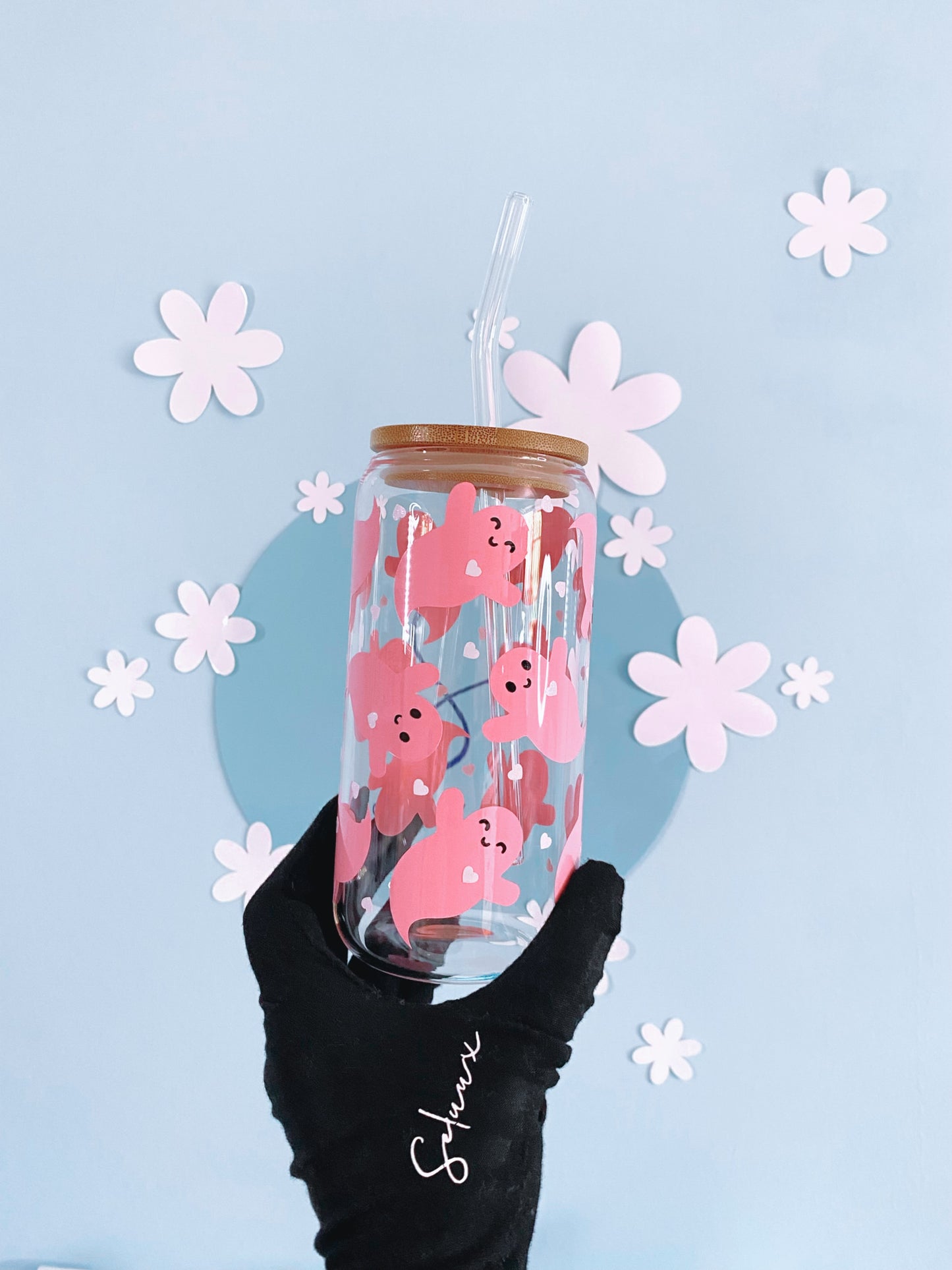 Pink Ghosts Trinkglas