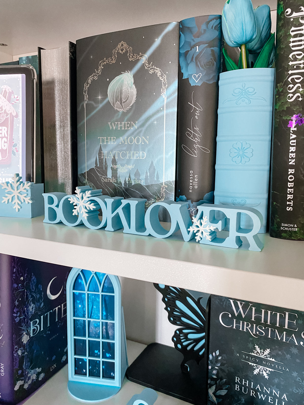 Booklover Schneeflocken Schriftaufsteller