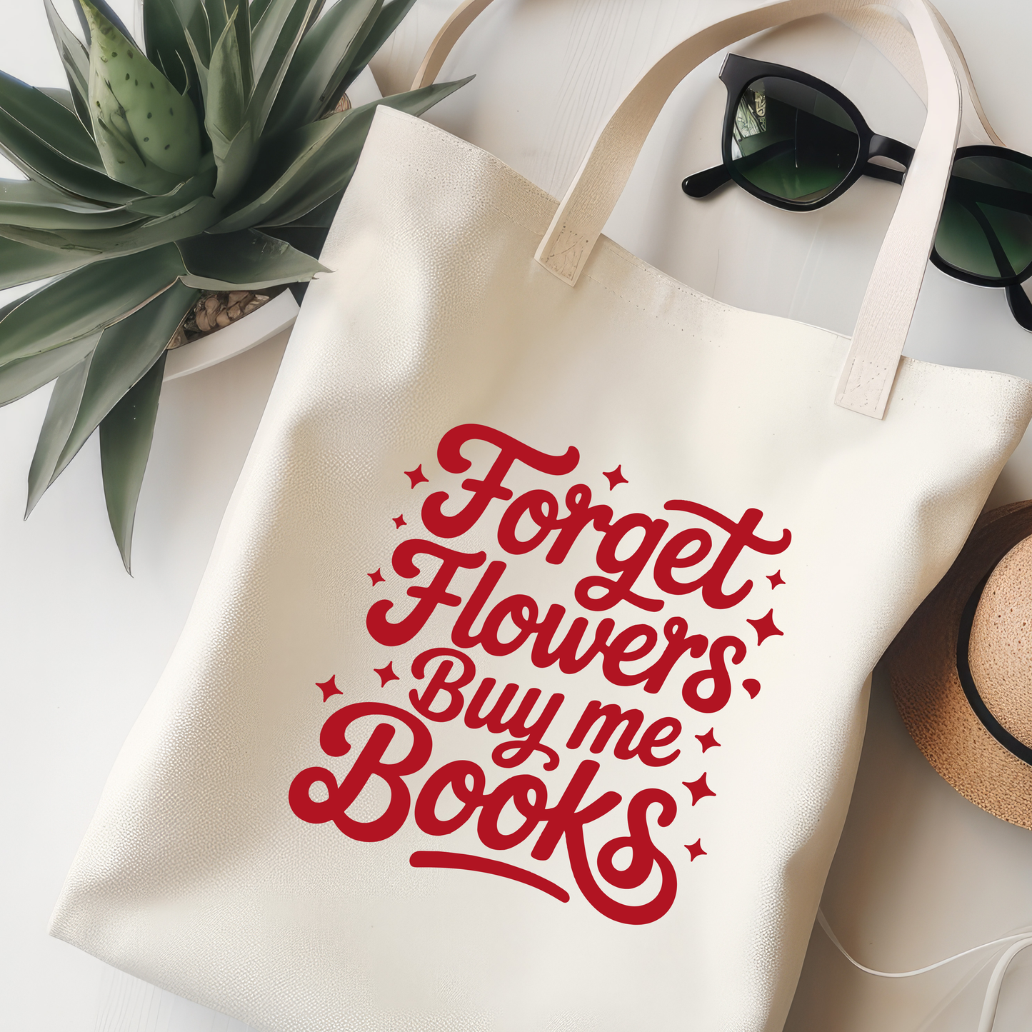 Forget Flowers Buy Me Books Jutebeutel