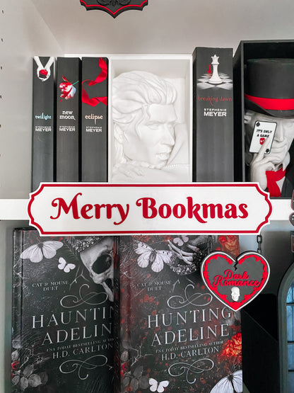 Merry Bookmas Regalschild