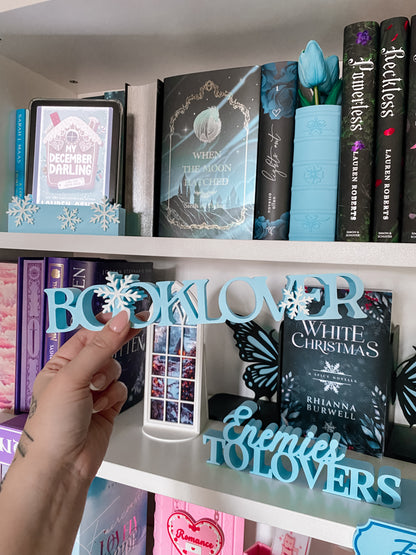 Booklover Schneeflocken Schriftaufsteller